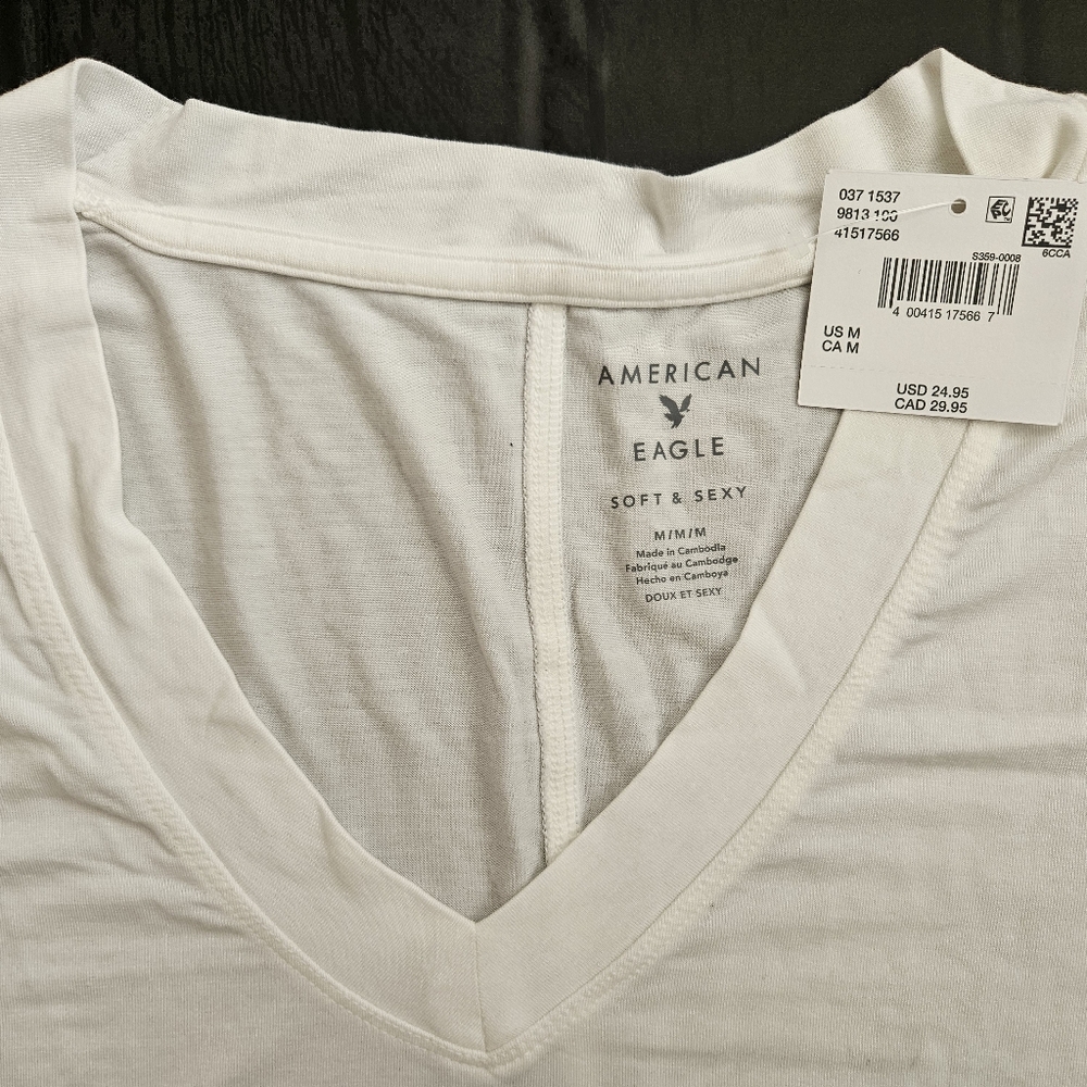 American Eagle Soft & Sexy White V-Neck Tee